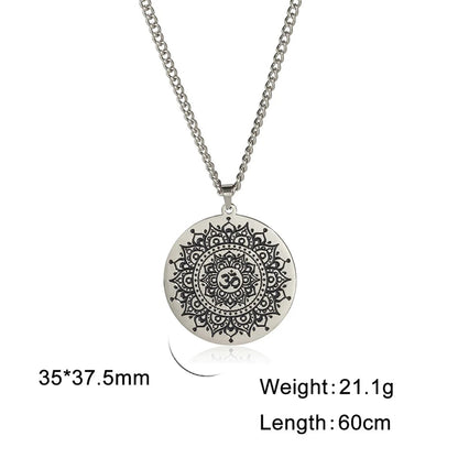 Yoga Lotus Om Aum Symbol Pendant Necklace Hindu Buddhist Stainless Steel Chain Meditation Spiritual Religious Jewellery The Clothing Company Sydney