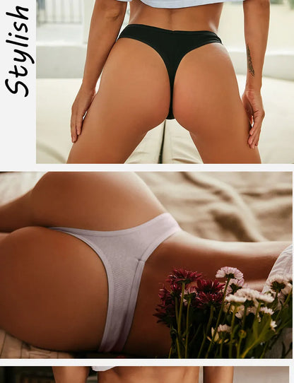 3 Pack Cotton Thongs Lady Solid V-Waist Stripe Panties Breathable G-String Underwear Soft Intimates Lingerie The Clothing Company Sydney