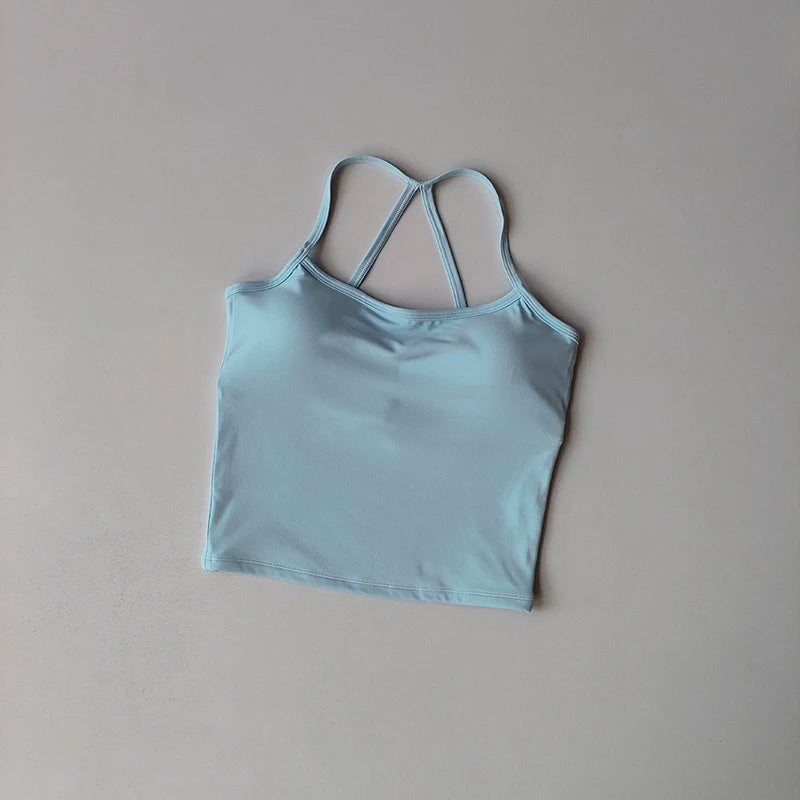 2 Piece Yoga Gym Set Halter Top Set Yoga High Waist Shorts Backless Tights Bra Vest Seamless Stretch Ribbed Shorts Set - The Clothing Company Sydney