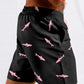 Men's Sharks Print Drawstring Shorts with Pockets Casual Double Layer Summer Beach Swim Trunks Board Shorts