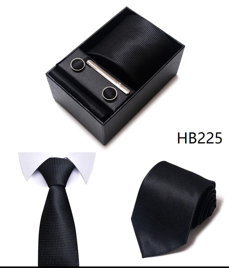 4 Piece Tie Handkerchief Cufflink Set For Men Necktie Holiday Gift Box Blue Gold Suit Accessories Slim Wedding Set The Clothing Company Sydney