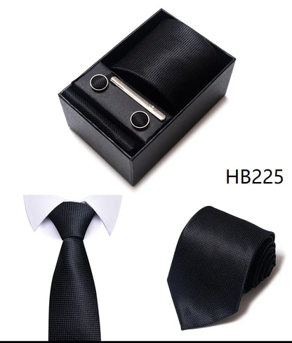 4 Piece Tie Handkerchief Cufflink Set For Men Necktie Holiday Gift Box Blue Gold Suit Accessories Slim Wedding Set The Clothing Company Sydney