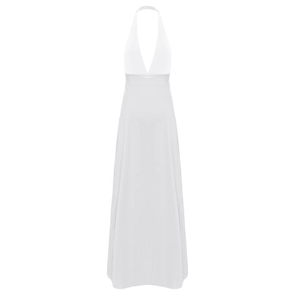 Womens Nightclub Deep V Neck Halter Backless Sleeveless Front High Split High Waist Coquette Clubwear Dress The Clothing Company Sydney