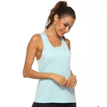 Women's Yoga Shirts Solid Sports Wear Fitness Gym Clothing Fit Top Workout Training Crop Tops Sleeveless Blouse T-shirts Quick Dry Top - The Clothing Company Sydney