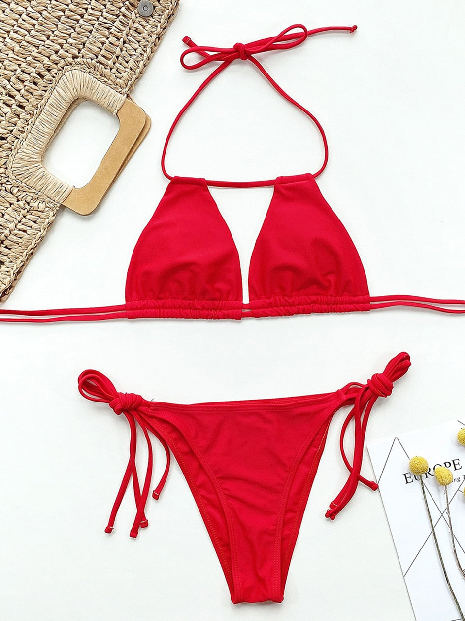 2 Piece Lace Up Bikini Swimsuit Swimwear Brazilian Bikinis Set Micro Women's Bathing Suits Swimming for Beach Wear The Clothing Company Sydney