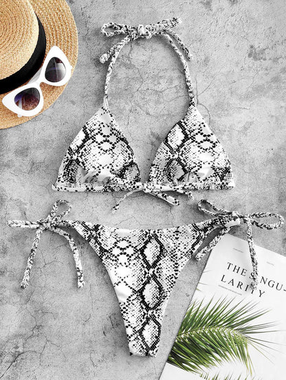Snakeskin String Bikini Women Halter Triangle Swimsuit Swimwear Bathers Bathing Swimming Swim Suit Beachwear The Clothing Company Sydney