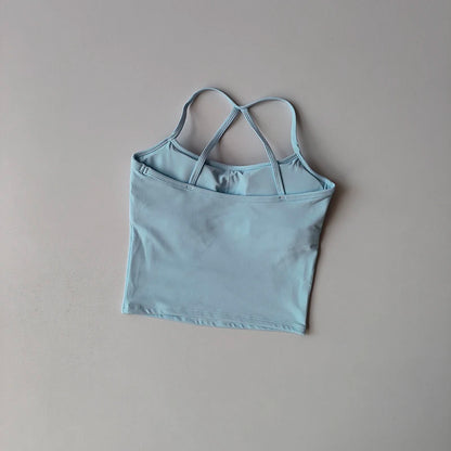 2 Piece Yoga Gym Set Halter Top Set Yoga High Waist Shorts Backless Tights Bra Vest Seamless Stretch Ribbed Shorts Set - The Clothing Company Sydney