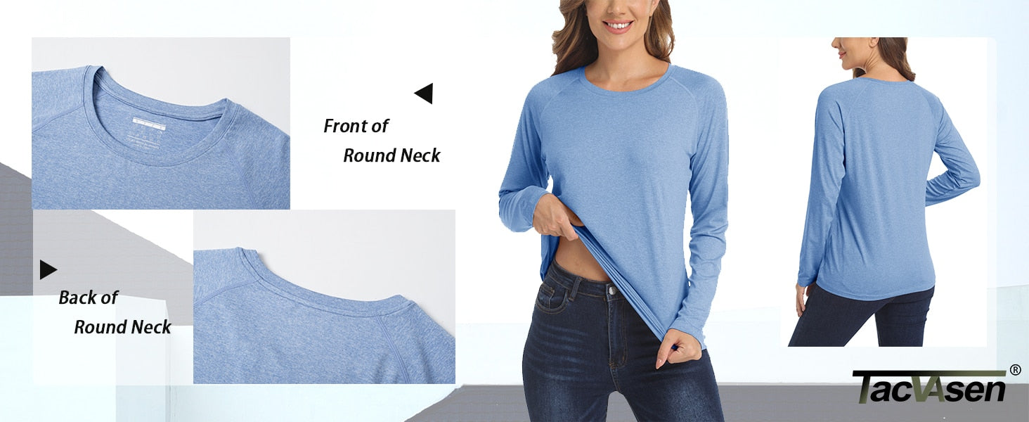 Sun Protection UPF 50+ Long Sleeve Shirts Womens Athletic Running T-shirts Quick Dry Sports Pullover Crew Neck Gym Tops The Clothing Company Sydney