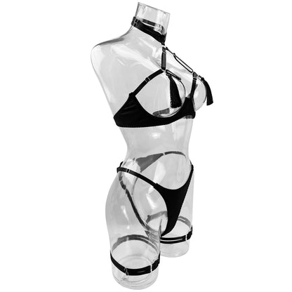 4 Piece Tassel Lingerie Bra Intimate Panties Outfit Sets - The Clothing Company Sydney