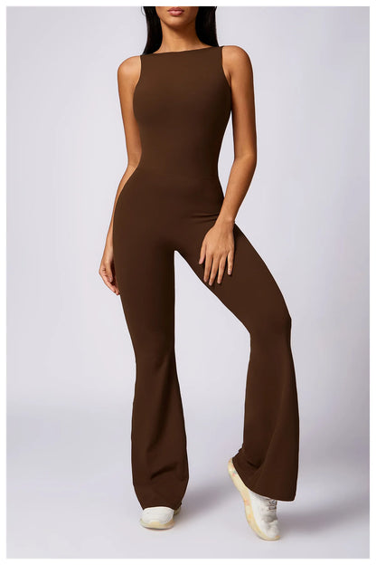 Women's V Back Jumpsuit Gym Set Sports Jumpsuit Training Yoga Suit Fitness Rompers Stretch Workout Bodysuits Sportswear - The Clothing Company Sydney