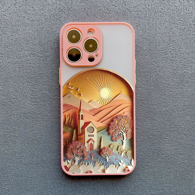 Printed Landscape Phone case For iPhone 15 14 Pro Max 13 12 Pro Max Mini Creative Mountains Back Cover The Clothing Company Sydney