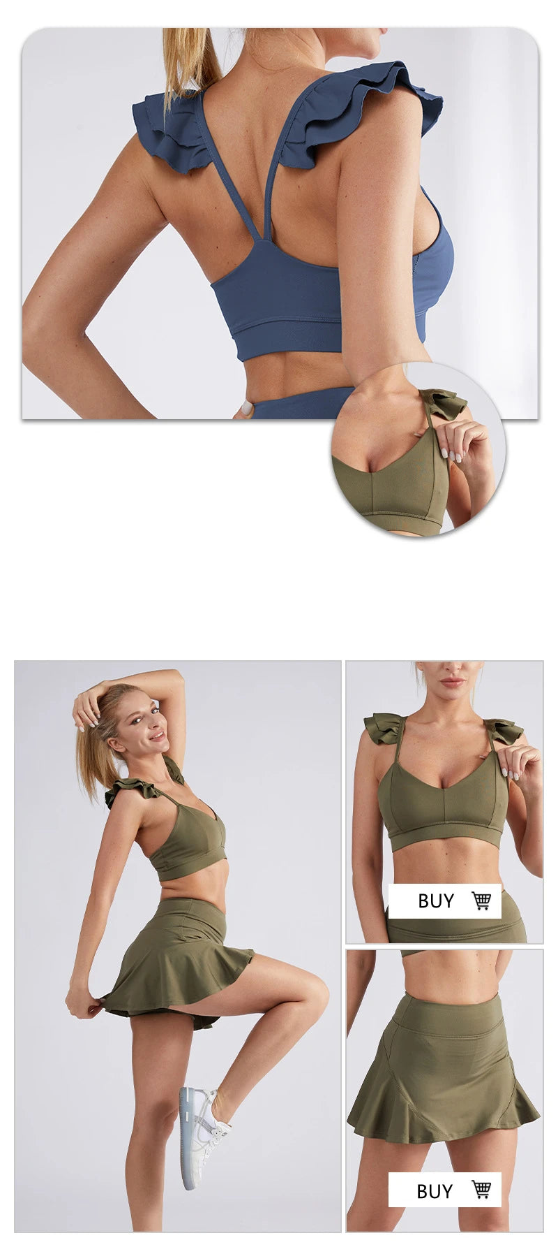 Two Piece Set Women's Yoga Gym Running Badminton Skirt Suit Crop Top Sports Bra Stacked Shorts Tennis Skirt Workout Clothing The Clothing Company Sydney