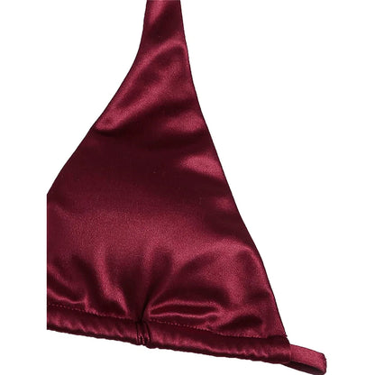 2 Piece Halter Satin Brazilian Bikini Swimwear Swimsuit Two piece Bikini set Bather Bathing Suit - The Clothing Company Sydney