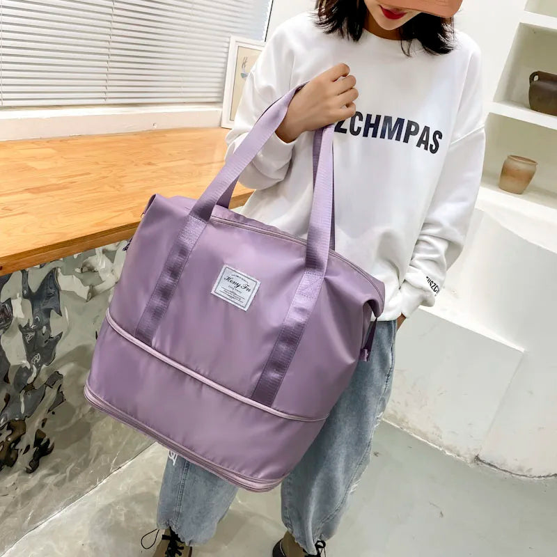 Travel Bag Women Shoulder Bag Casual Handbag Double Zipper Expansion Bag Large Bag Fashion Luggage Bag - The Clothing Company Sydney