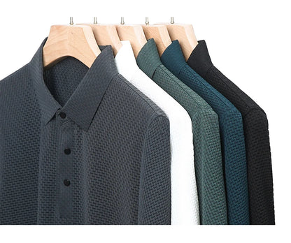Summer Men's Lop-up Hollow Short-sleeved Polo Shirt Ice Silk Breathable Business Fashion T-Shirt Male Top The Clothing Company Sydney