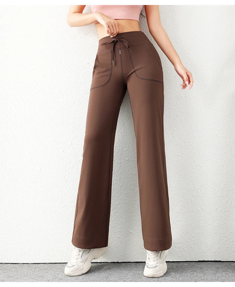 Women's Casual Loose Straight Running Sweatpants Wide Leg Drawstring Design With Side Pockets Leggings Yoga Pants The Clothing Company Sydney