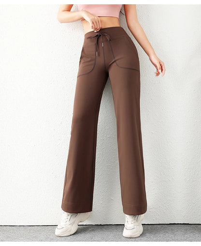 Women's Casual Loose Straight Running Sweatpants Wide Leg Drawstring Design With Side Pockets Leggings Yoga Pants The Clothing Company Sydney