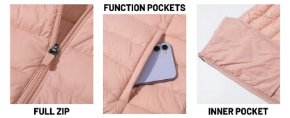 Warm Puffer Jackets Hooded Womens Full Zip Multi-pockets Quilted Jacket Winter Waterproof Camping Down Coat Lightweight Parka The Clothing Company Sydney