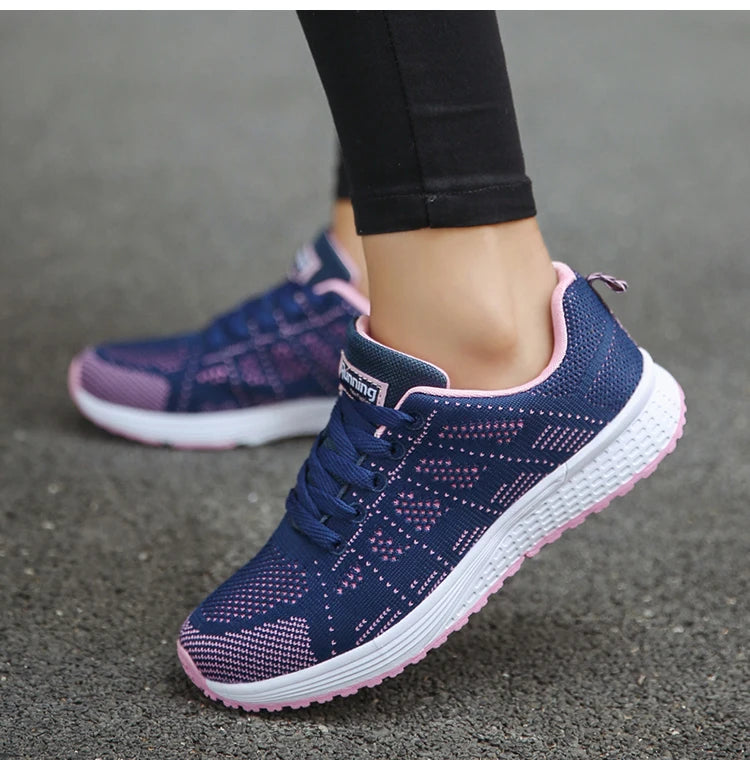 Women's Flats Fashion Lightweight Lace Up Round Toe Sneakers Walking Shoes - The Clothing Company Sydney