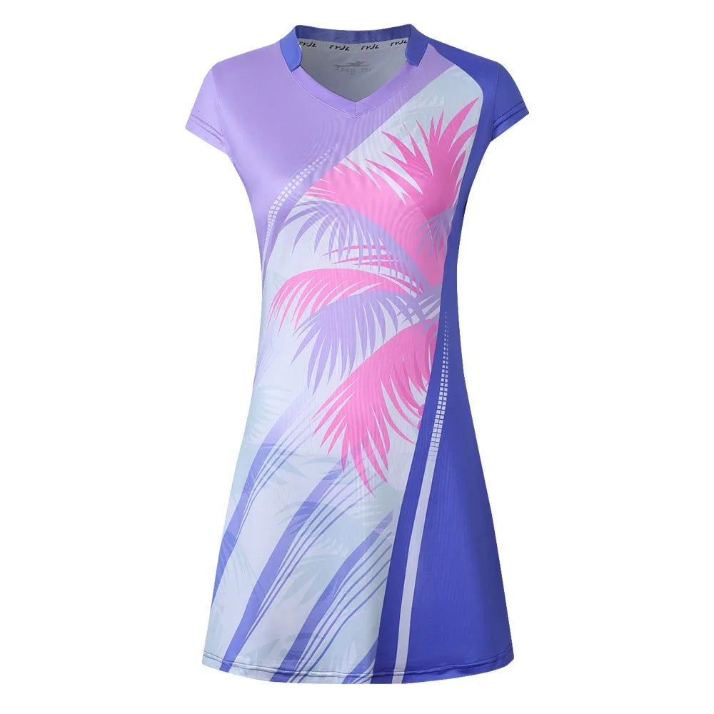 Women's Tennis Dress With Separate Shorts Short Sleeve Print Table Tennis Badminton Inner Shorts Gym Sports Dress The Clothing Company Sydney