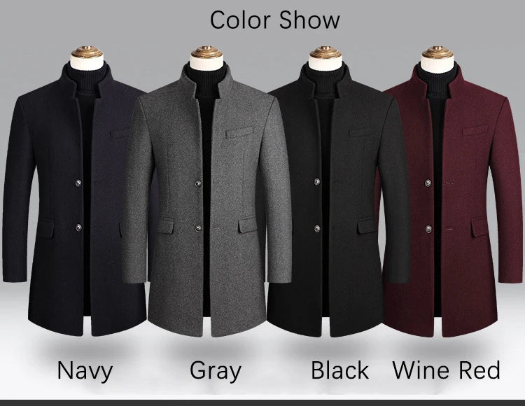 Business Casual Trench Coat Men Style Winter Coat Men's Autumn and Winter Wool Mix Coat Jacket The Clothing Company Sydney