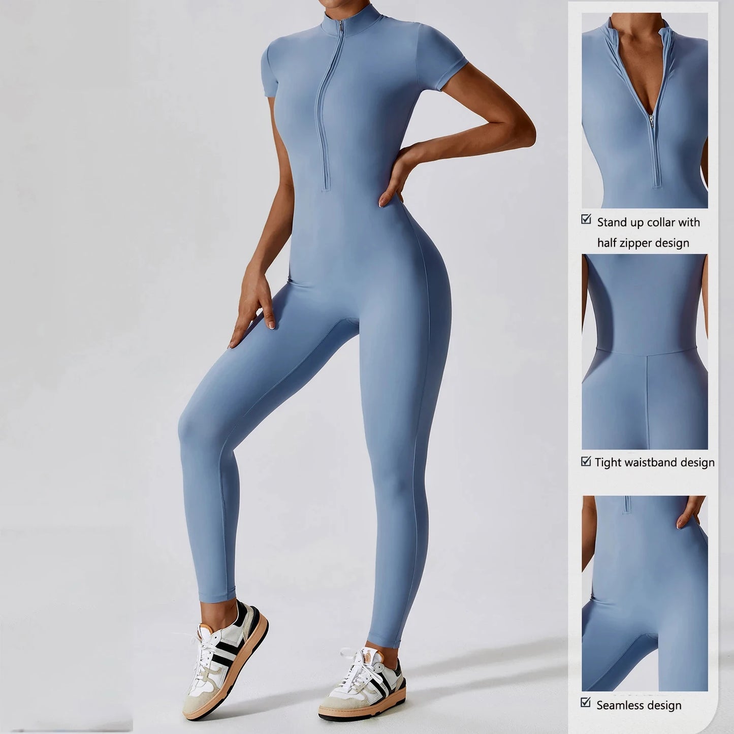 Women's One-piece Yoga Pants Short/Long-sleeved Warm ski Overalls Outerwear High Elastic Cycling Bodybuilding Bodysuit - The Clothing Company Sydney