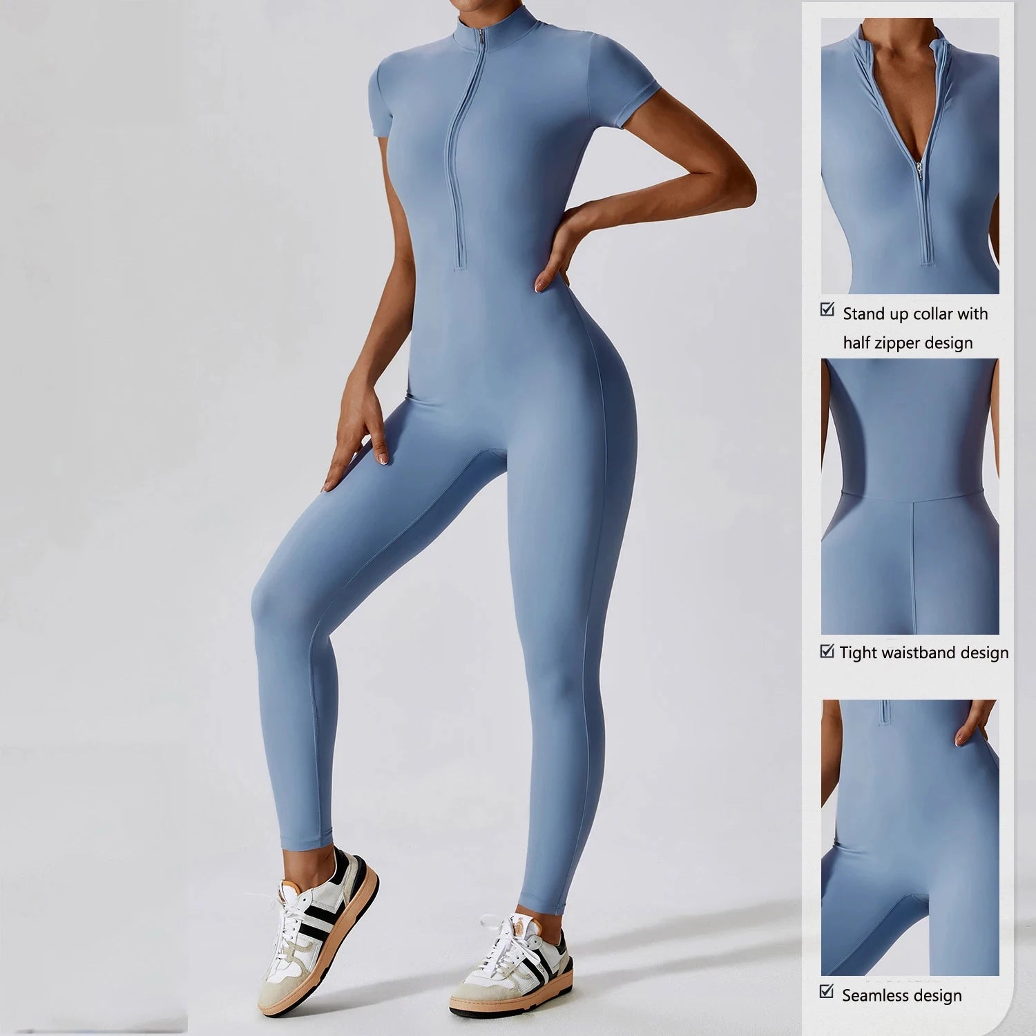Women's One-piece Yoga Pants Short/Long-sleeved Warm ski Overalls Outerwear High Elastic Cycling Bodybuilding Bodysuit - The Clothing Company Sydney