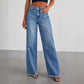 Spring Summer Women's Clothing Solid Color Loose Wide Leg Side Seam Stitching Frayed Hem Jeans The Clothing Company Sydney