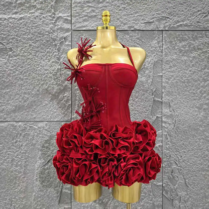 Red Color Women Halter Full Florals 2 Piece Bodycon Mini Bandage Nightclub Party Birthday Dress The Clothing Company Sydney