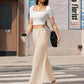 High Waisted Fashion Wide Leg Trousers Womens Loose Casual Lightweight Soft Button Closure 2 Pockets Pants The Clothing Company Sydney