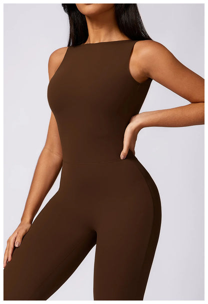 Women's V Back Jumpsuit Gym Set Sports Jumpsuit Training Yoga Suit Fitness Rompers Stretch Workout Bodysuits Sportswear - The Clothing Company Sydney