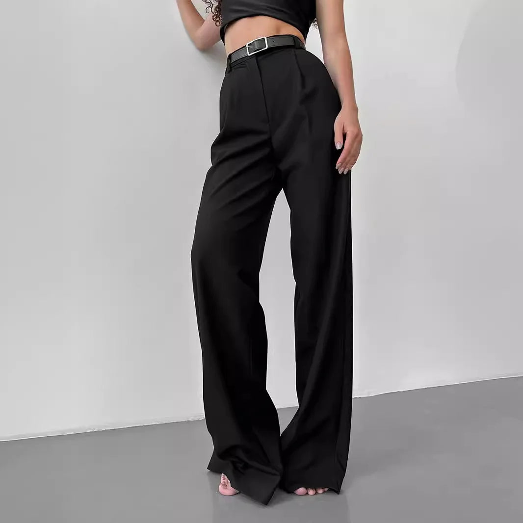 Classic Formal Straight Leg Pants Spring Summer Women's Versatile Casual Wear Loose Fit Wide Leg Pants The Clothing Company Sydney