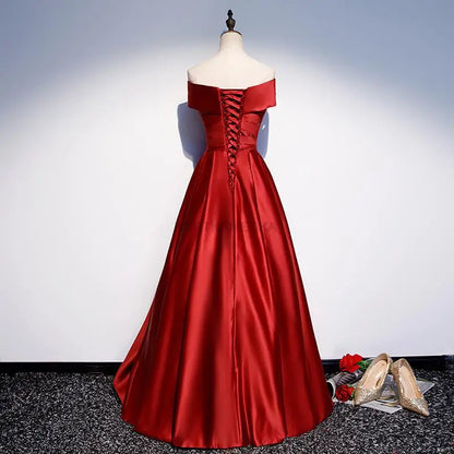 Elegant Formal Boat Neck Satin Wedding Bridesmaid Maxi Long Prom Evening Cocktail Party Summer Dresses - The Clothing Company Sydney