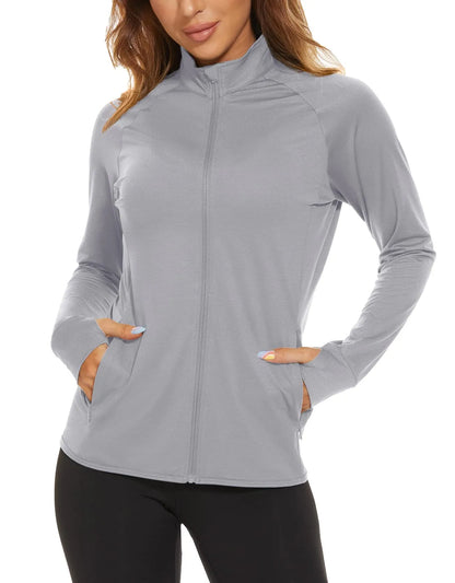 UPF 50+ Sun Protection Summer Shirts Women's Long Sleeve Shirts Full Zip Casual Jackets Zipper Pockets Golf Athlete Tops The Clothing Company Sydney