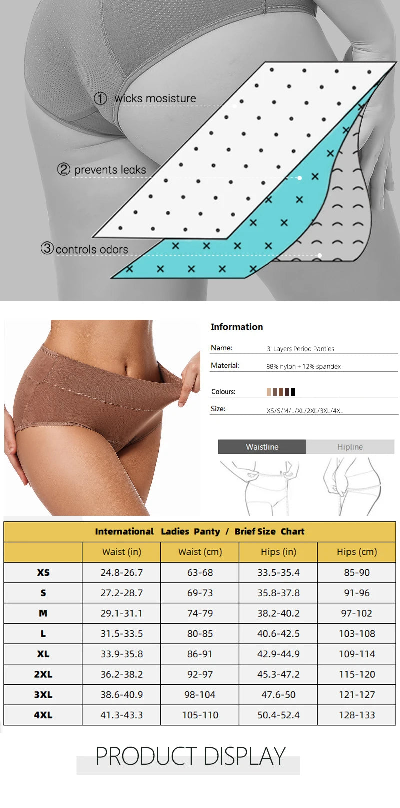 3 Layers Menstrual Panties Absorption Maternity Physiological Incontinence Breathable Briefs Waterproof Period Women's Underwear The Clothing Company Sydney