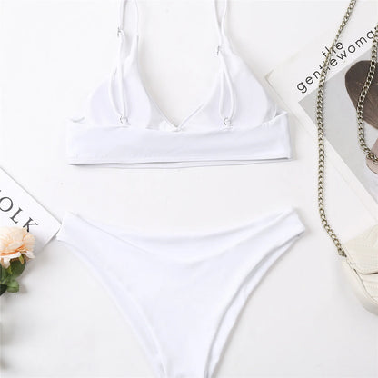 2 Piece Women's Push Up High Cut Bikini Set Two Piece Low Waist Swimsuit Fashion Swimming Set With Chest Pad Swimwear - The Clothing Company Sydney