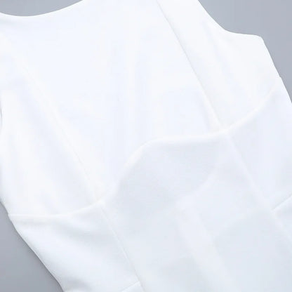Women's Summer Short Backless Wedding Party Elegant Casual White Slip Sundress Sleeveless Dress - The Clothing Company Sydney