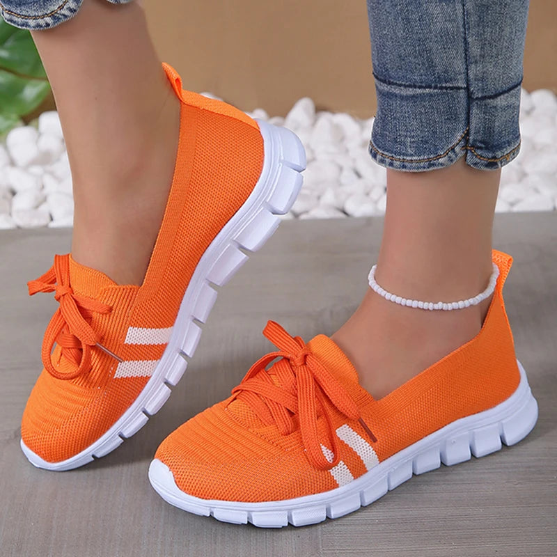 Mesh Breathable Soft Sole Sneakers Lightweight Non-Slip Running Walking Casual Lace Up Flats Shoes - The Clothing Company Sydney