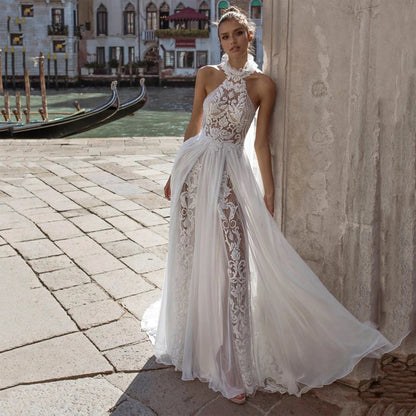 Elegant Lace Halter Women Wedding Dresses Lace Decals Bride Gowns Mopping Length Customised Wedding Dress The Clothing Company Sydney