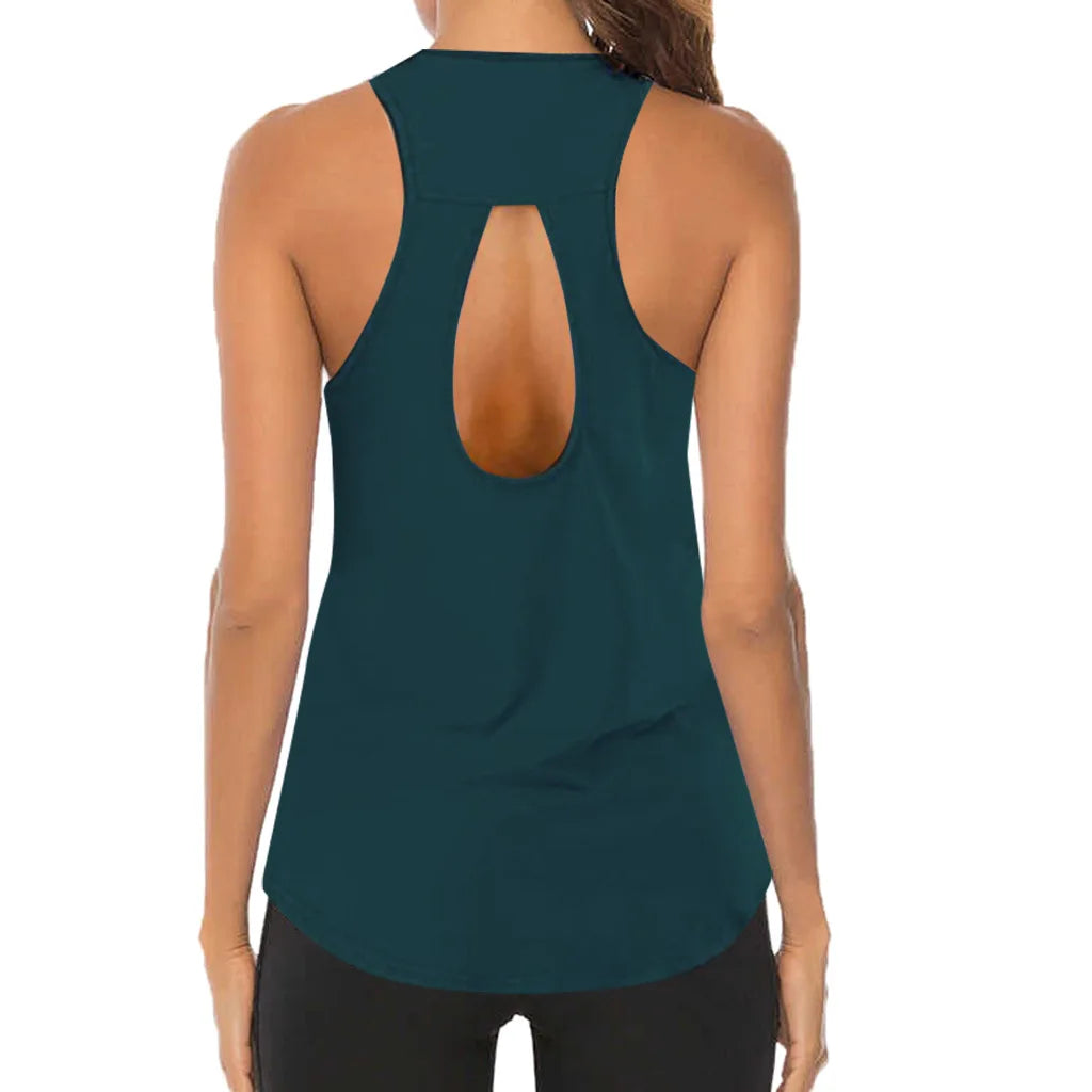 Women's Yoga Tops Loose Thin Sports Vest Breathable Sleeveless T-shirt Gym Fitness Running Shirts Tank Tops - The Clothing Company Sydney