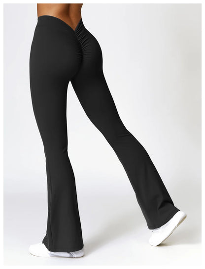 Women's Gym Yoga Pants Rear V-Shaped Peach Fitness High Waist Long Pants Women Hip Push UP Women's Flared Pants - The Clothing Company Sydney