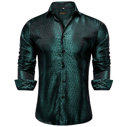 Men's Long Sleeve Black Paisley Silk Dress Shirts Casual Tuxedo Wedding Party Shirt Luxury Designer Men Clothing The Clothing Company Sydney