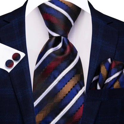 Blue Paisley Silk Tie Set – Necktie, Cufflinks & Hanky for Men The Clothing Company Sydney