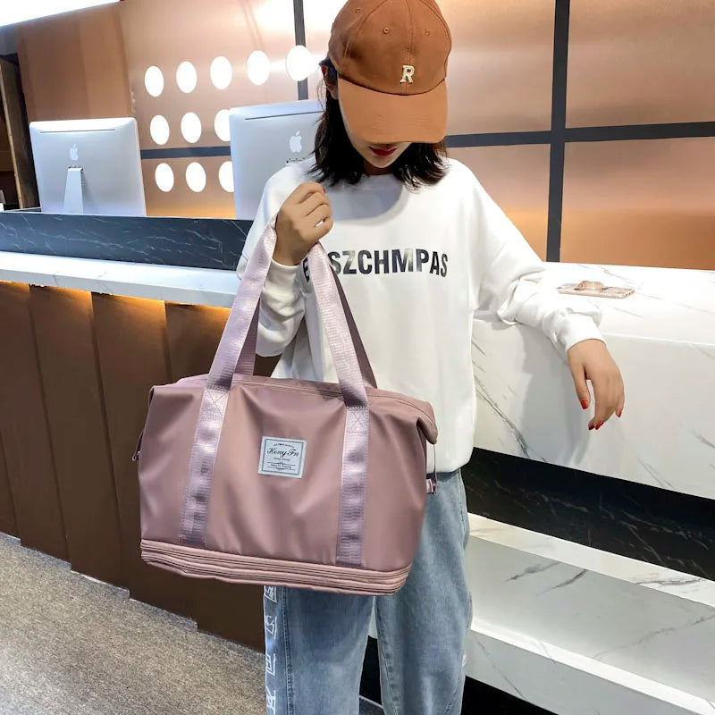 Travel Bag Women Shoulder Bag Casual Handbag Double Zipper Expansion Bag Large Bag Fashion Luggage Bag - The Clothing Company Sydney