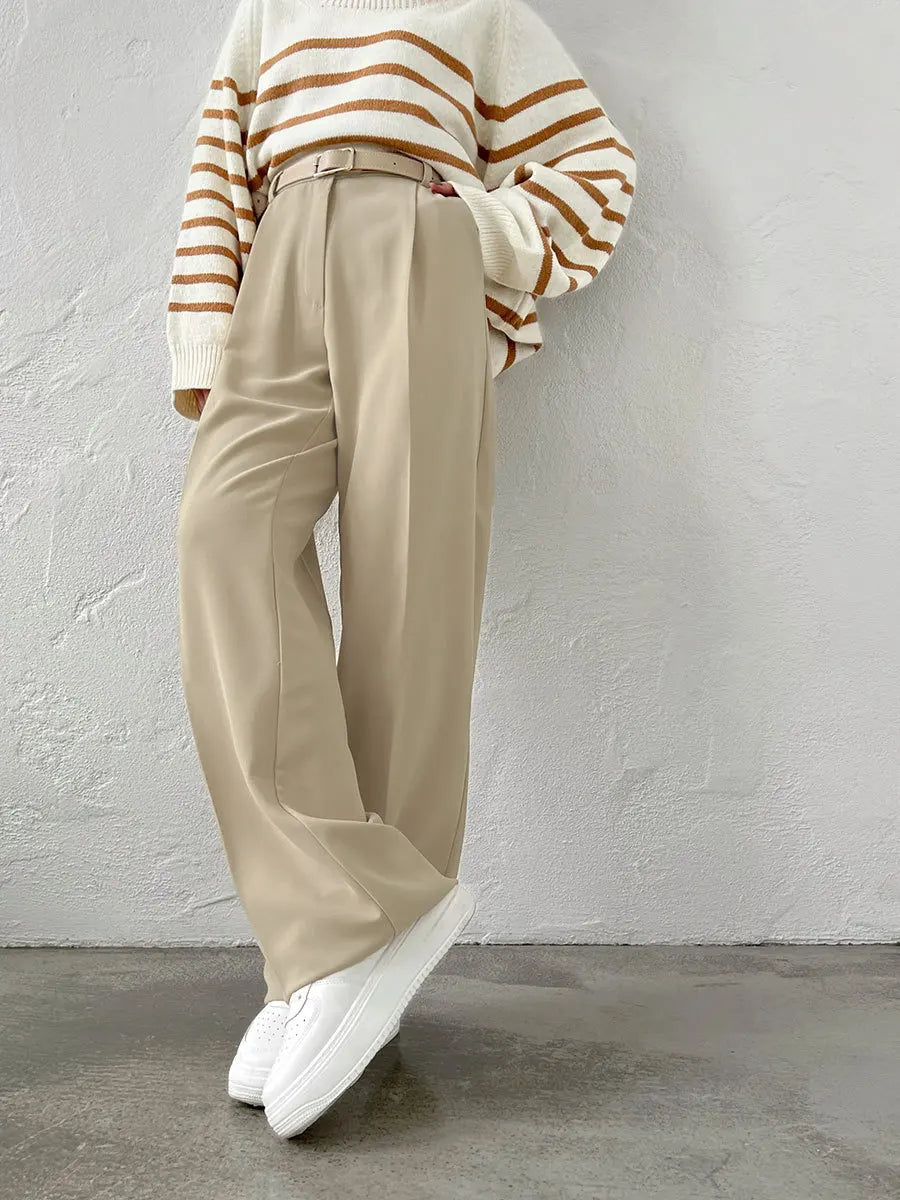Classic Formal Straight Leg Pants Spring Summer Women's Versatile Casual Wear Loose Fit Wide Leg Pants The Clothing Company Sydney