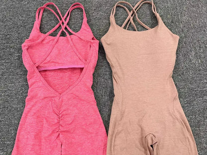 One Piece Backless Bodycon Scrunch Jumpsuit Women Dance Fitness Overalls Push Up Sleeveless Yoga Sport Jump Suit The Clothing Company Sydney