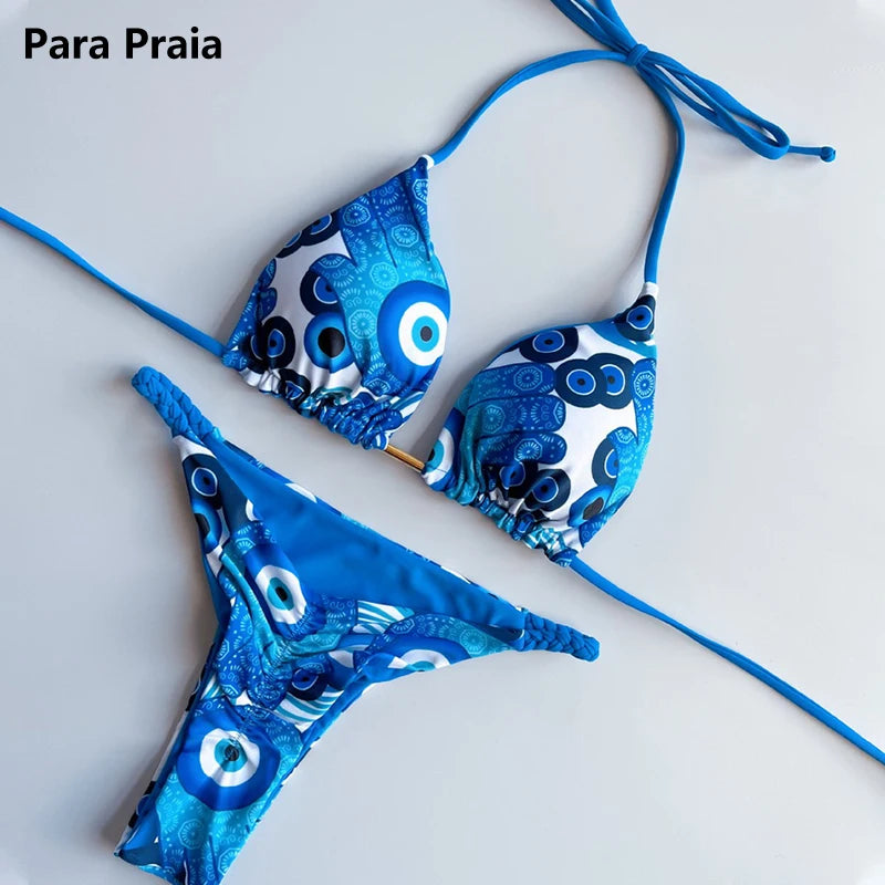 2 Piece Halter Micro Bikini Thong Swimsuit Women's Swimwear Bandage Brazilian Bathing Suit - The Clothing Company Sydney