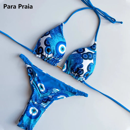 2 Piece Halter Micro Bikini Thong Swimsuit Women's Swimwear Bandage Brazilian Bathing Suit - The Clothing Company Sydney