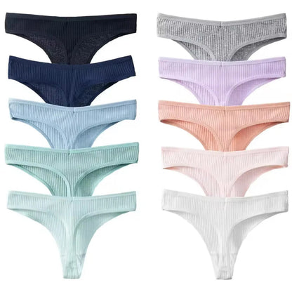 10 Piece Women's Panties Cotton Striped Underwear Sports Thongs Lingerie Soft Comfortable G-Strings Hot T-Backs The Clothing Company Sydney
