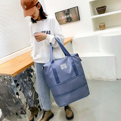 Travel Bag Women Shoulder Bag Casual Handbag Double Zipper Expansion Bag Large Bag Fashion Luggage Bag - The Clothing Company Sydney